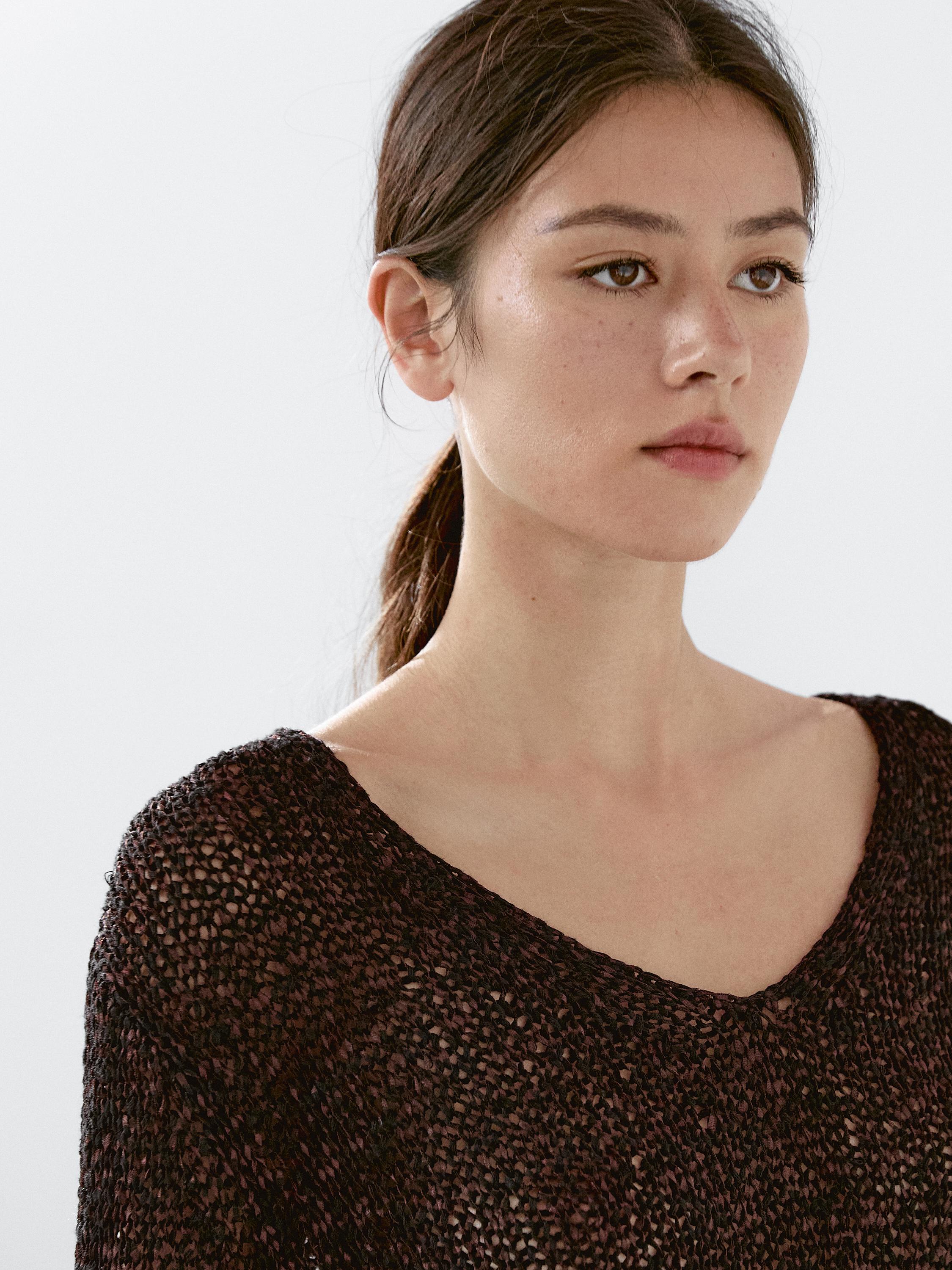 Mouliné cotton blend knit sweater